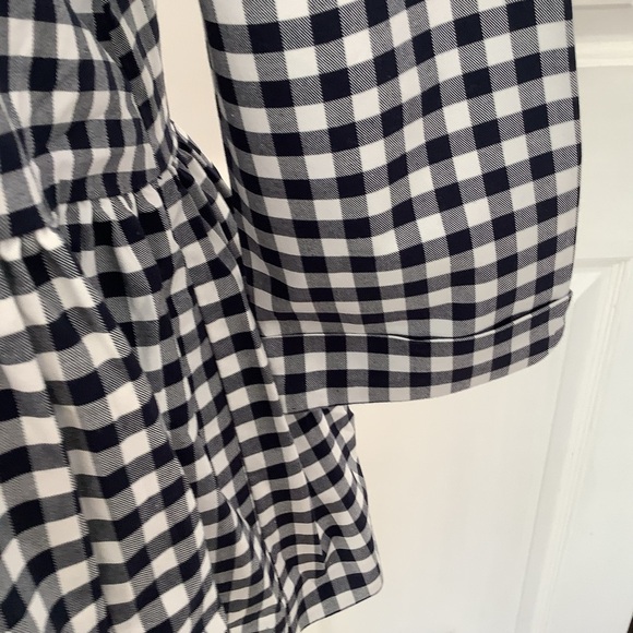 Gingham Victoria Beckham Boho Prairie Cottagecore Navy & White Top XS & XL Sizes - Picture 5 of 11
